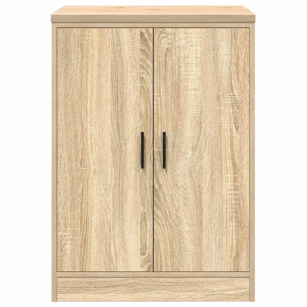 Garage Tool Storage Cabinet Brown Pinewood Sonoma Oak 60x51x85cm with Two Compartments and Wooden Worktop for Workshop Organization