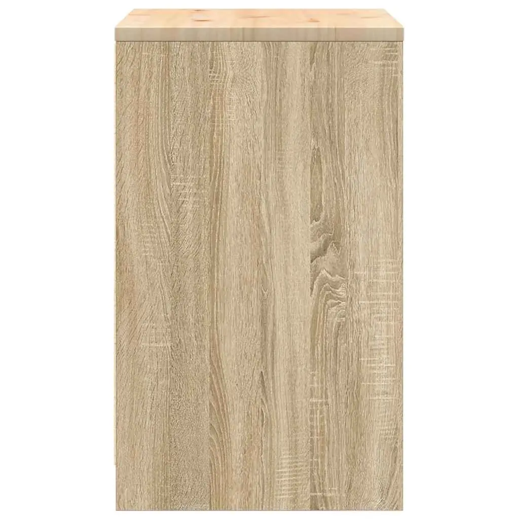 Garage Tool Storage Cabinet Brown Pinewood Sonoma Oak 60x51x85cm with Two Compartments and Wooden Worktop for Workshop Organization