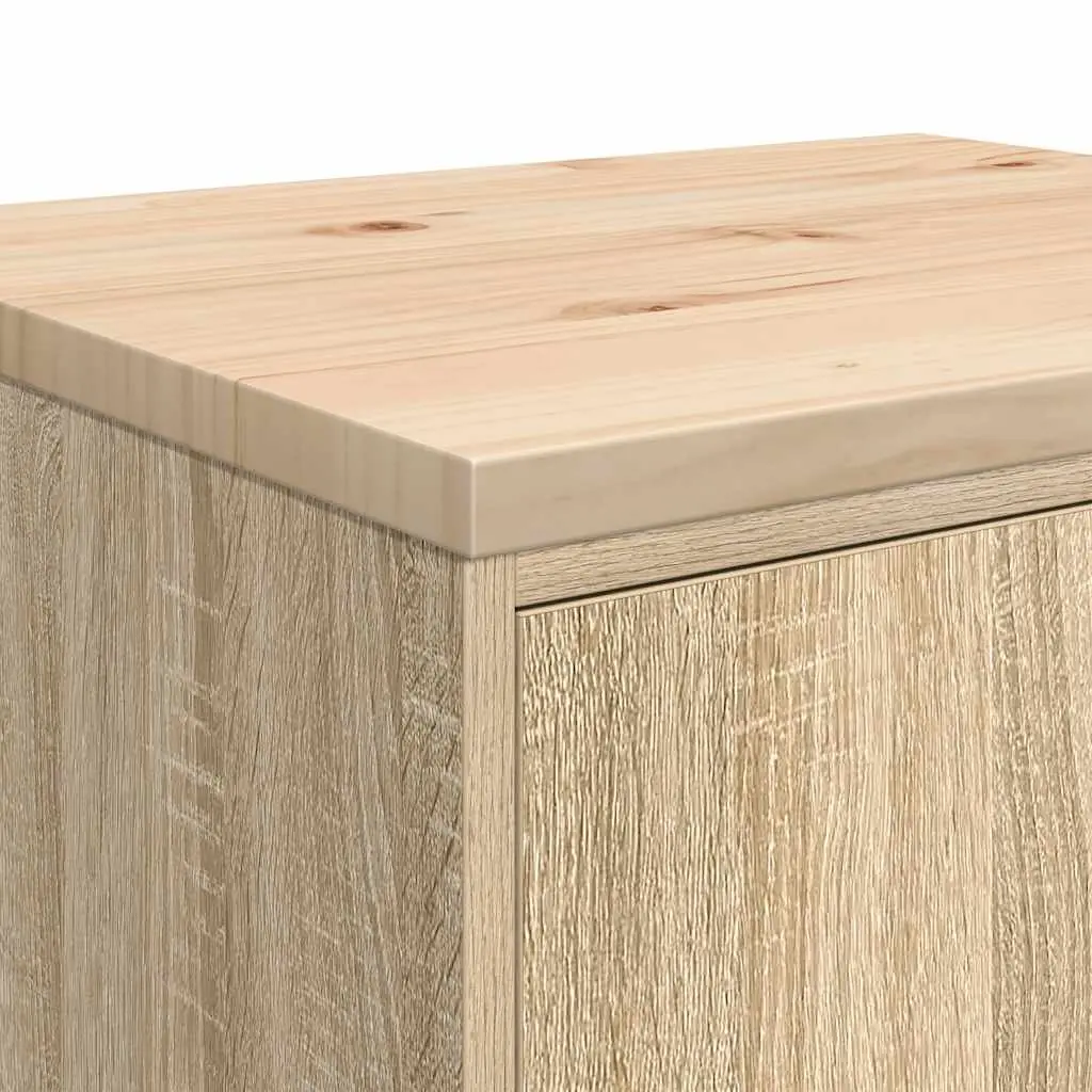 Garage Tool Storage Cabinet Brown Pinewood Sonoma Oak 60x51x85cm with Two Compartments and Wooden Worktop for Workshop Organization