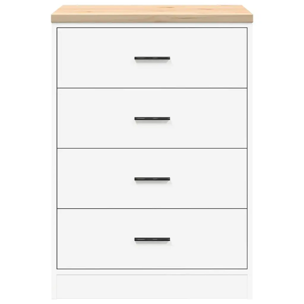 Garage Storage Cabinet Pine Wood 60x51x85cm White Tool Cabinet 4 Drawers