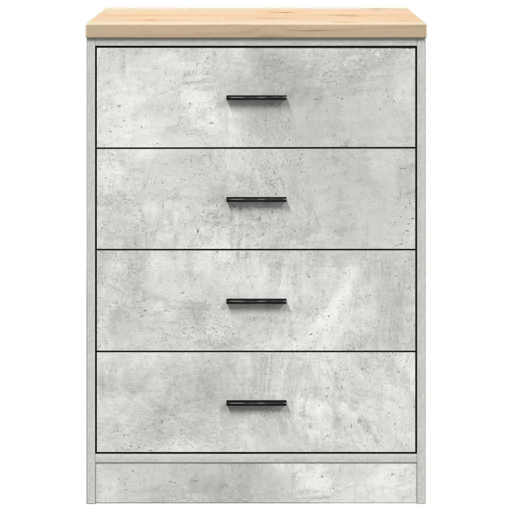 Garage Storage Cabinet Pinewood and Engineered Wood 60x51x85cm Concrete Grey Four Drawers