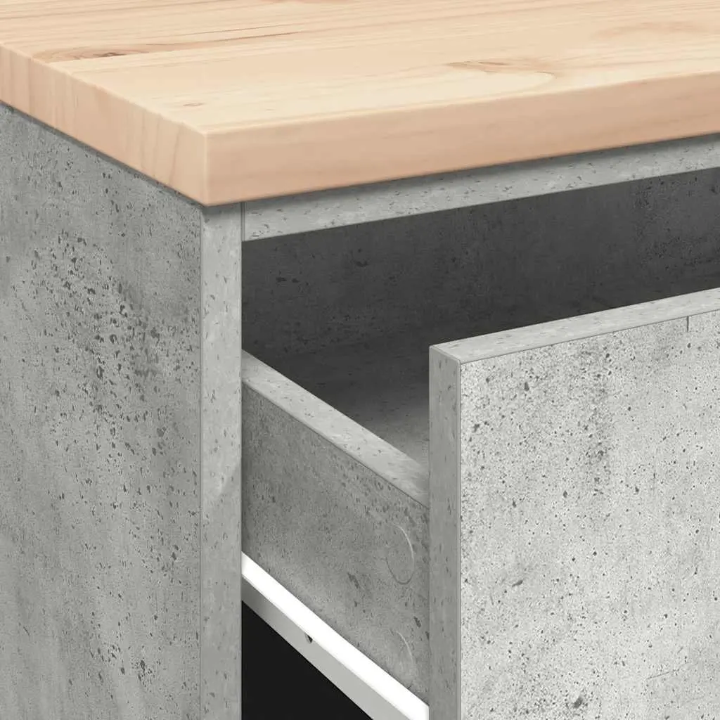 Garage Storage Cabinet Pinewood and Engineered Wood 60x51x85cm Concrete Grey Four Drawers