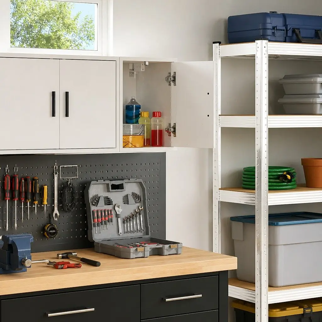Wall-mounted Cabinet Engineered Wood White Storage Cupboard Tool Organiser