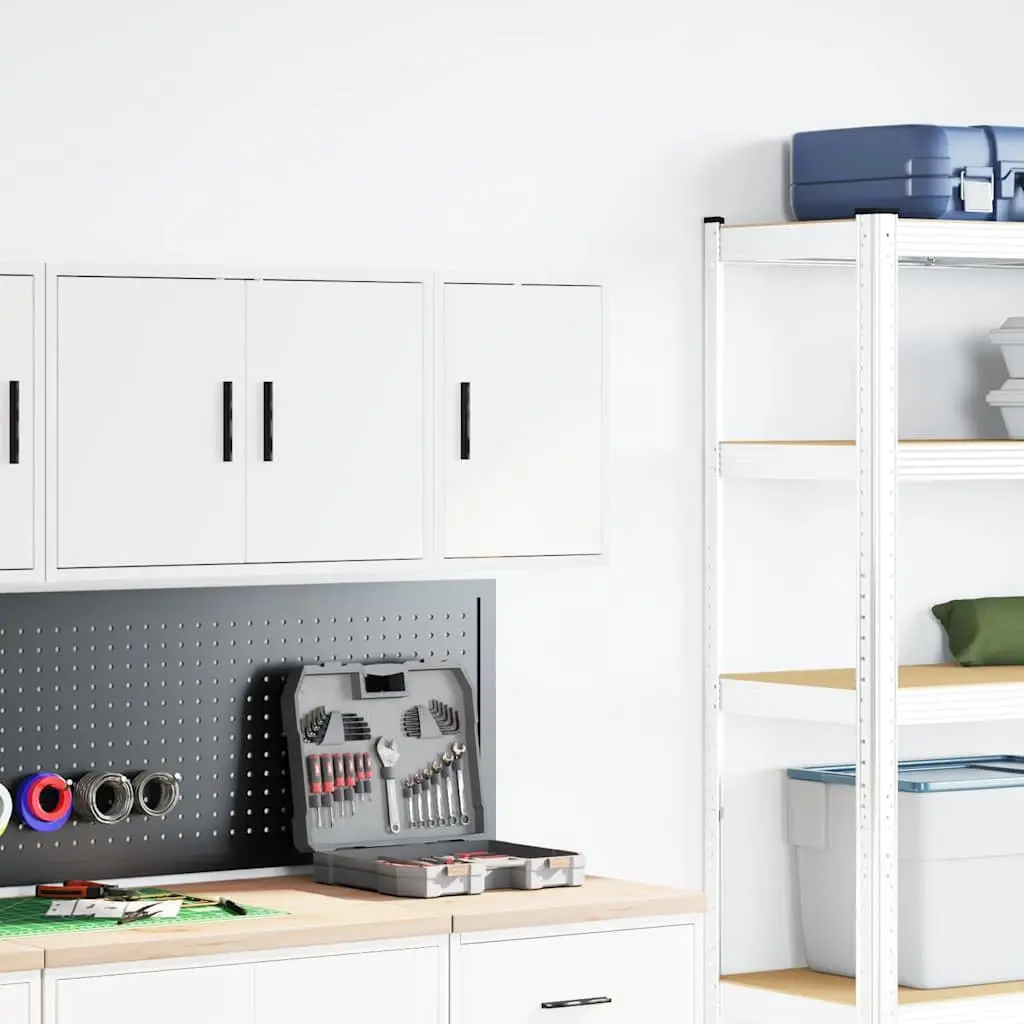 Wall-mounted Cabinet Engineered Wood White Storage Cupboard Tool Organiser