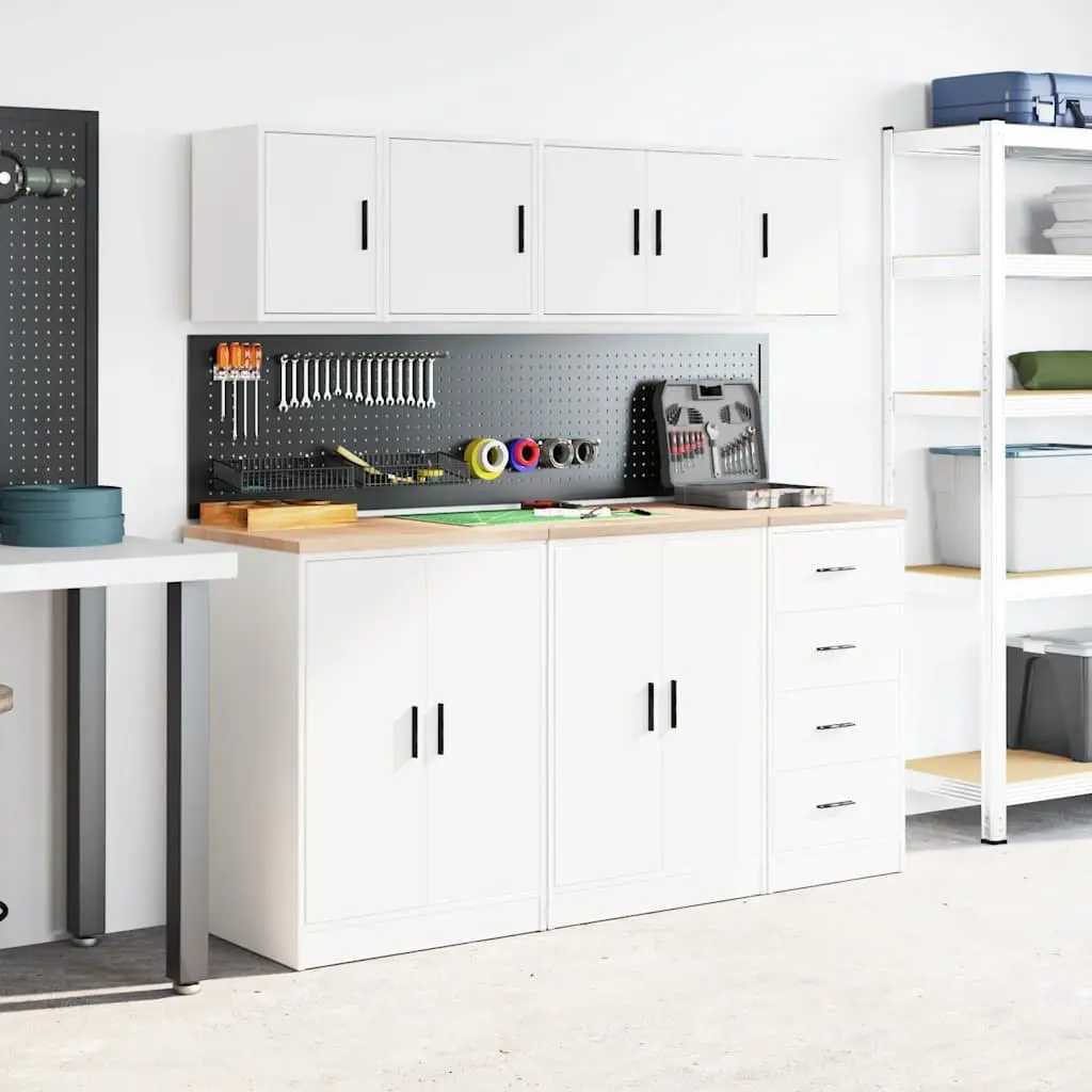 Wall-mounted Cabinet Engineered Wood White Storage Cupboard Tool Organiser