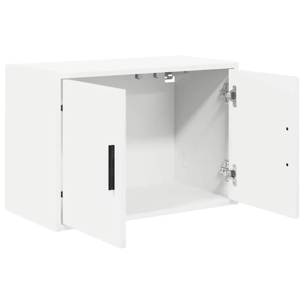 Garage Wall Cabinet Engineered Wood White Storage Cupboard