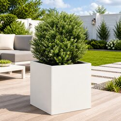 Ideal White Raised Planter Box for Your Outdoor Space 40x40x40cm