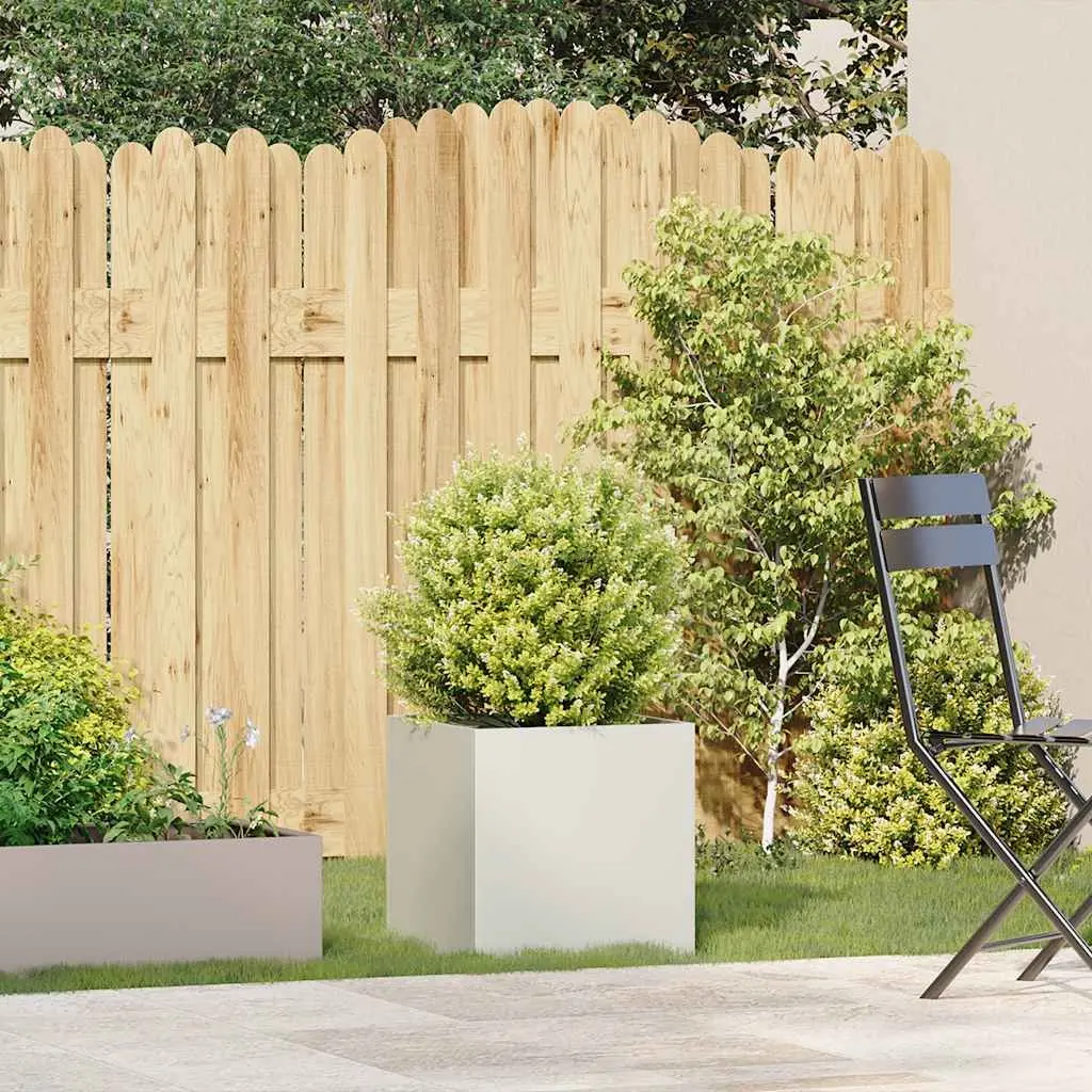 Raised Planter Box White Cold Rolled Steel 40cm Outdoor Garden Flower Bed 40x40x40cm