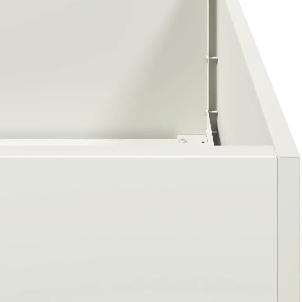Raised Planter Box White Cold Rolled Steel 40cm Outdoor Garden Flower Bed 40x40x40cm