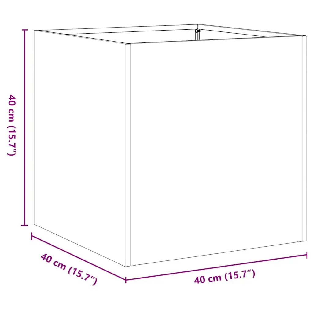 Raised Planter Box White Cold Rolled Steel 40cm Outdoor Garden Flower Bed 40x40x40cm
