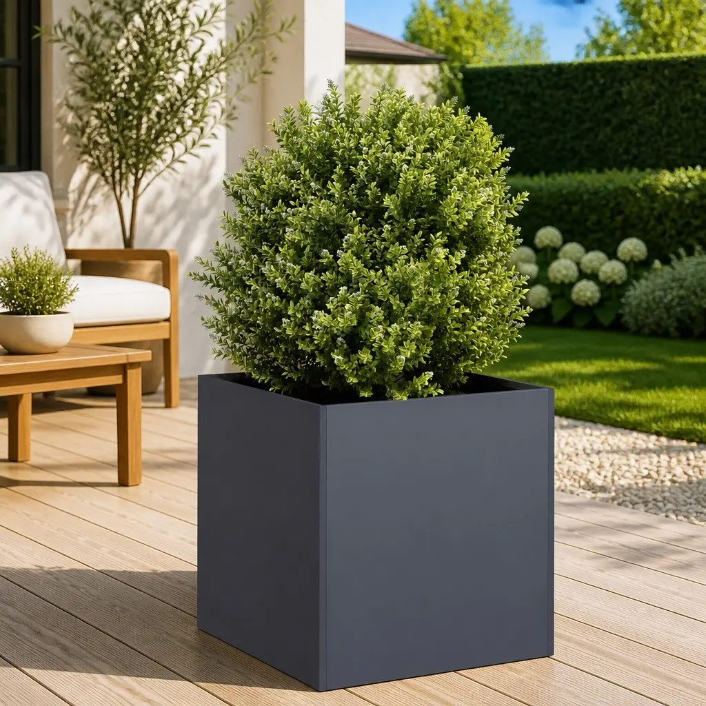 Cold-rolled Steel Planter Box Anthracite 40x40x40 cm Raised Garden Bed Outdoor