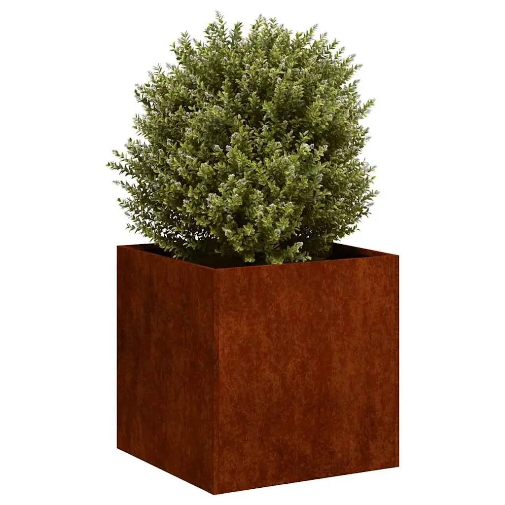 Weathering Steel Planter Raised Garden Bed Outdoor Flower Box 40x40x40cm Brown