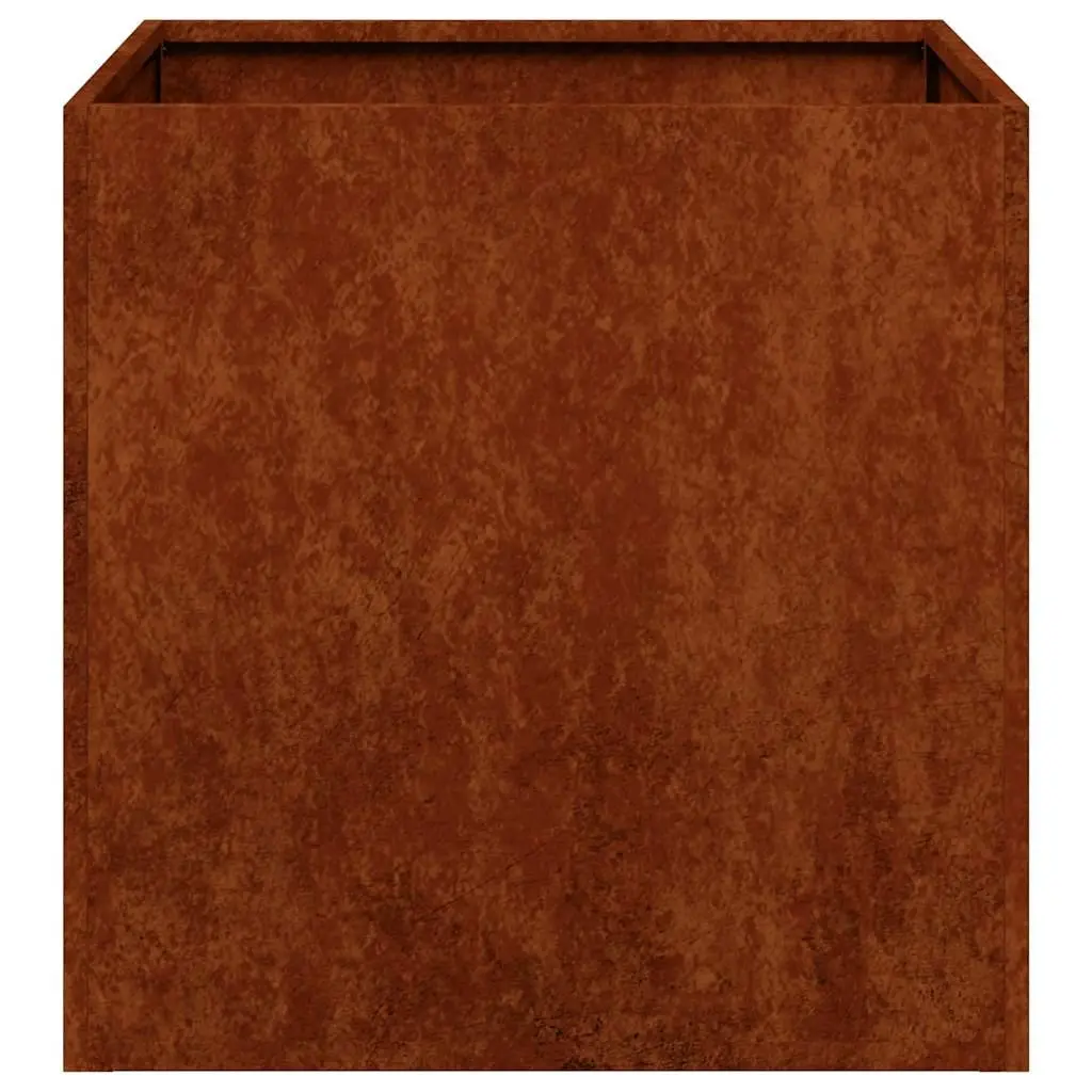 Weathering Steel Planter Raised Garden Bed Outdoor Flower Box 40x40x40cm Brown