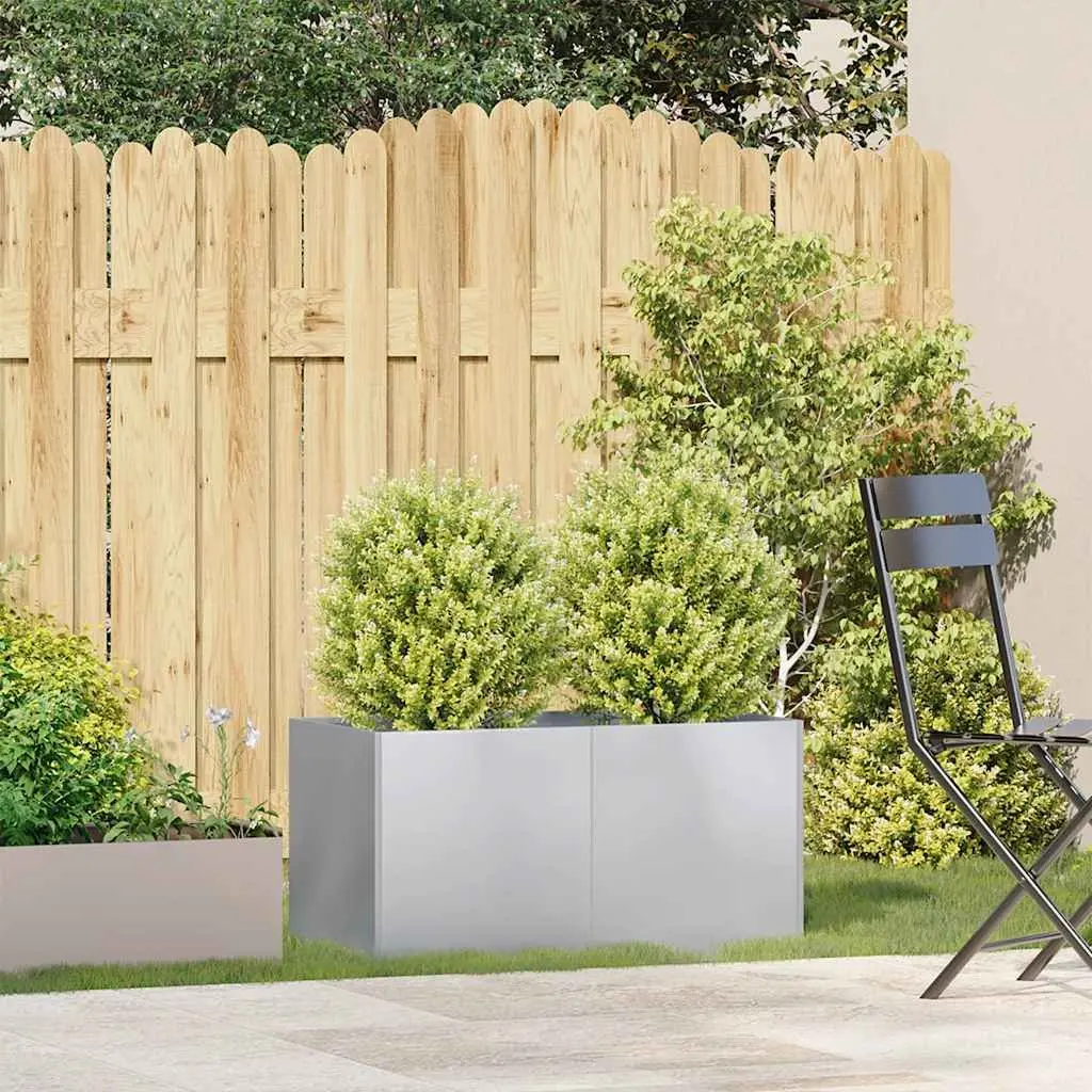 Galvanised Steel Planter Raised Garden Bed Outdoor Flower Box 80x40x40cm Silver