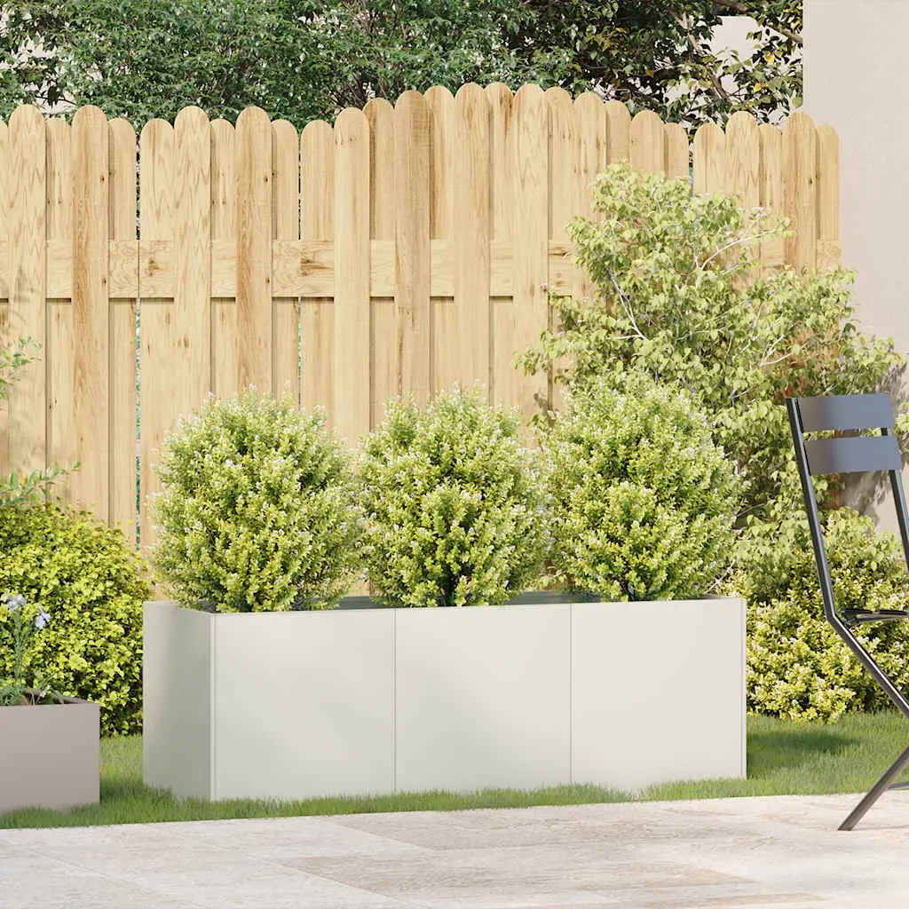 Planter Raised Bed Cold-rolled Steel Garden Outdoor 120x40x40cm White