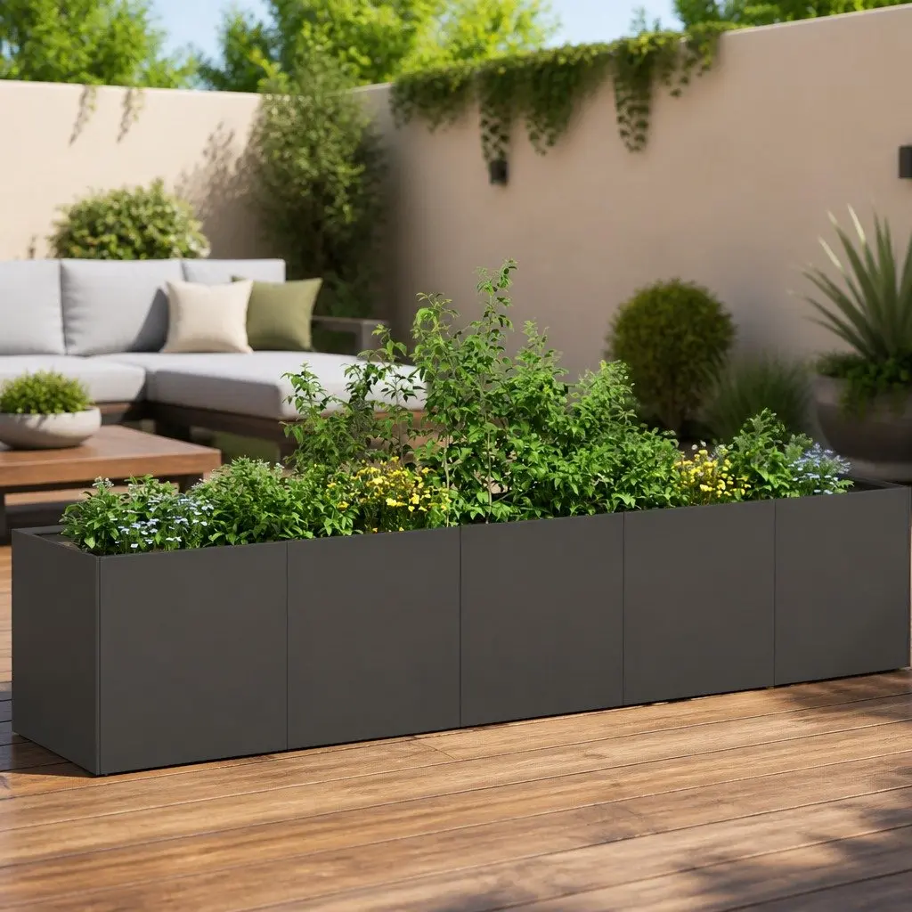 Planter Cold-Rolled Steel 200x40x40 cm Black Raised Garden Bed Outdoor