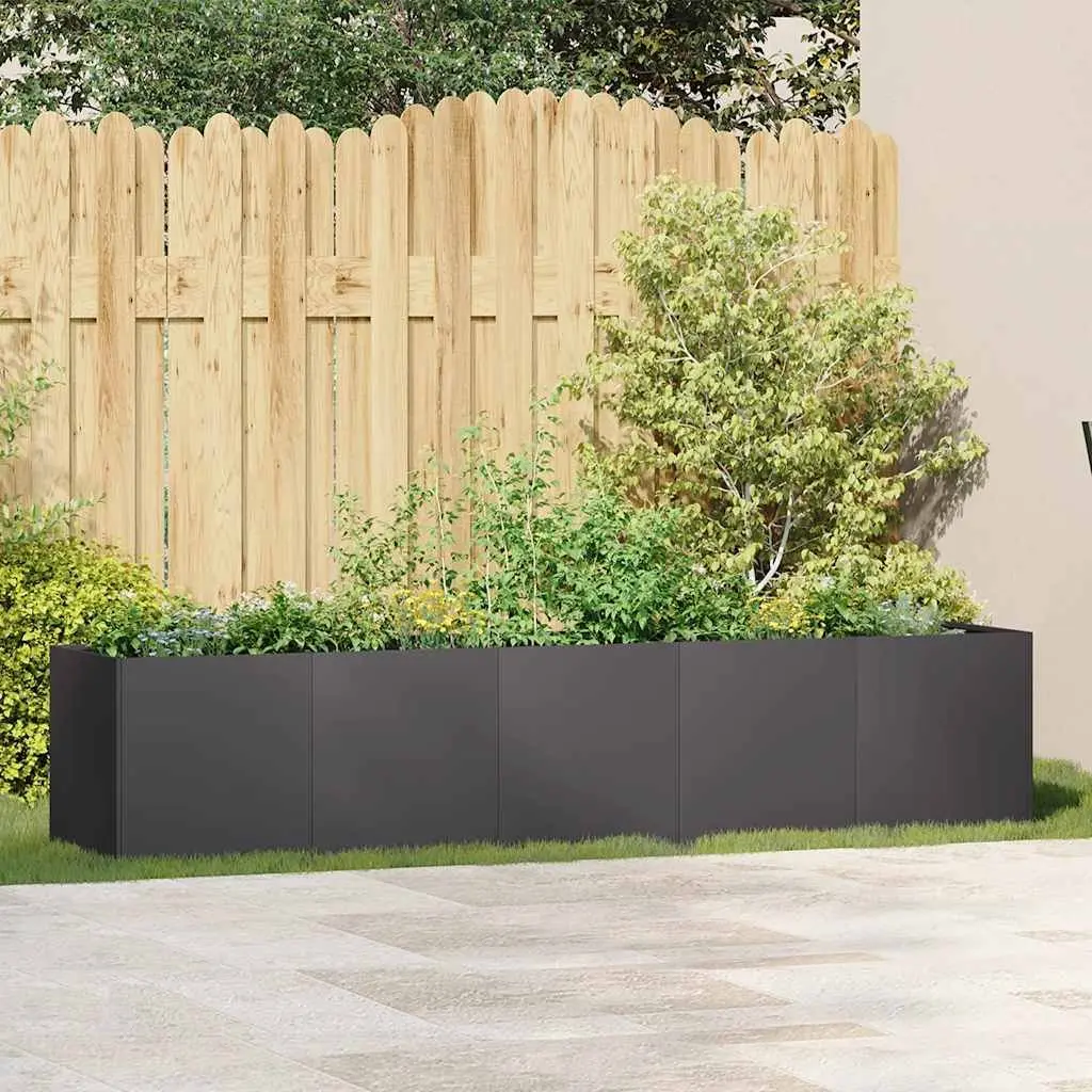 Planter Cold-Rolled Steel 200x40x40 cm Black Raised Garden Bed Outdoor