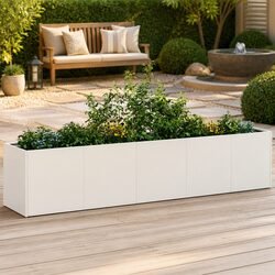 White Raised Garden Planter Box for Practical Outdoor Use 200x40x40 cm