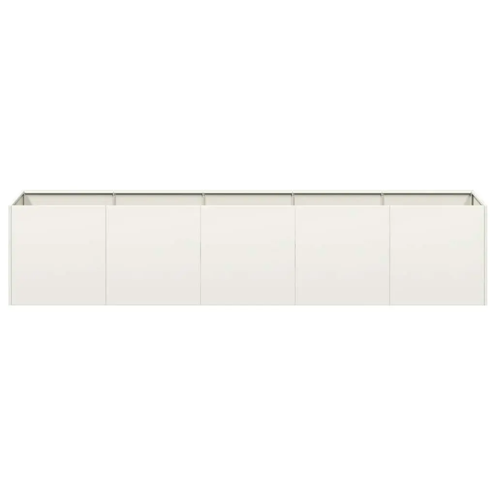 Raised Garden Planter Box White 200x40x40 cm Cold-Rolled Steel Outdoor Flower