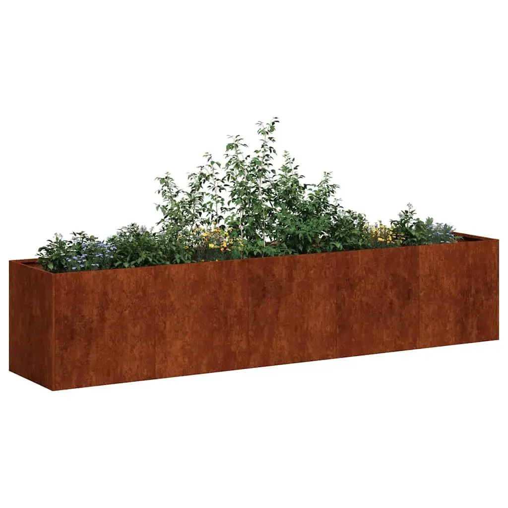 Weathering Steel Planter Raised Garden Bed 200x40x40 cm Brown Outdoor Flower Box