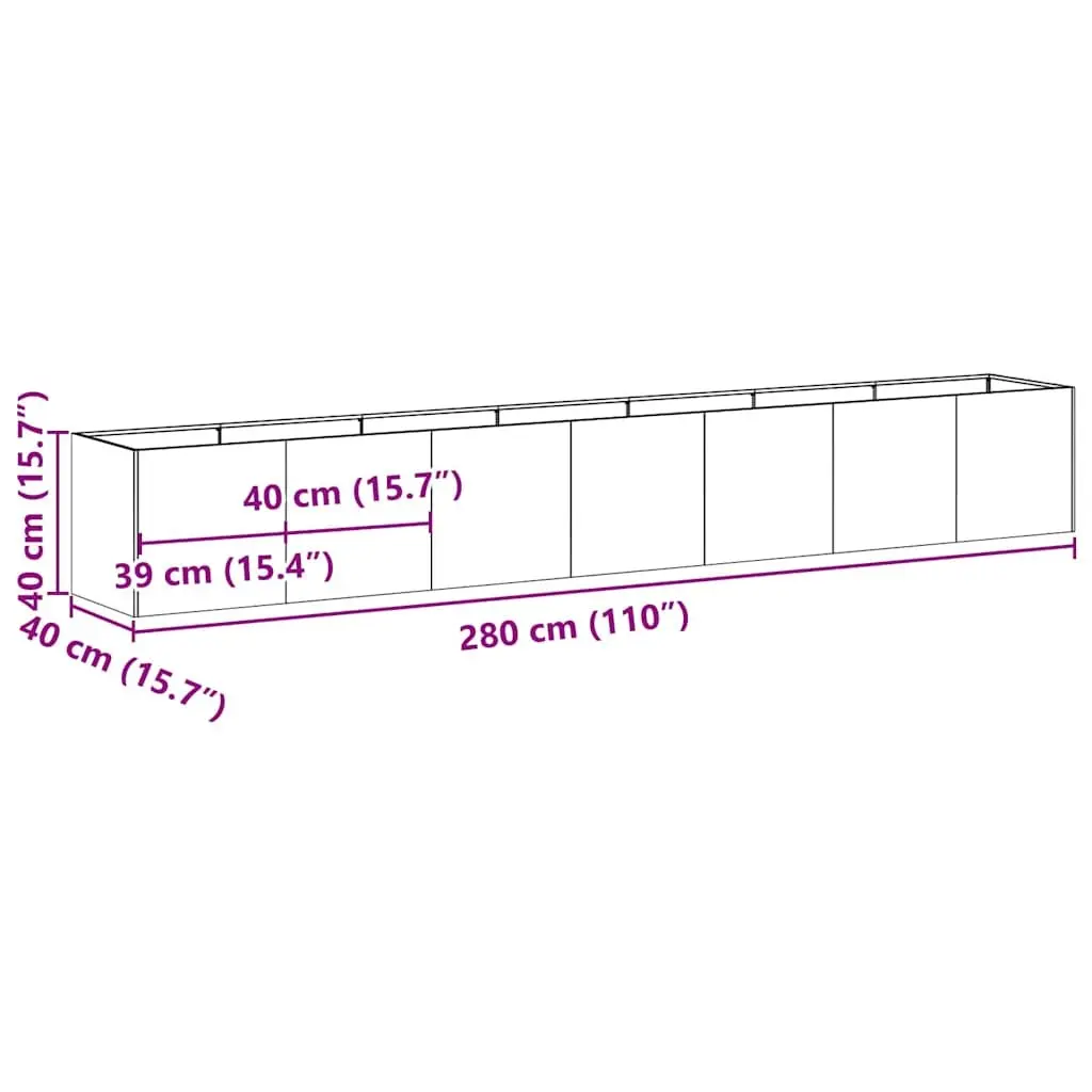 Raised Garden Planter Box 280x40x40cm Black Steel Outdoor Flower Bed Vegetable