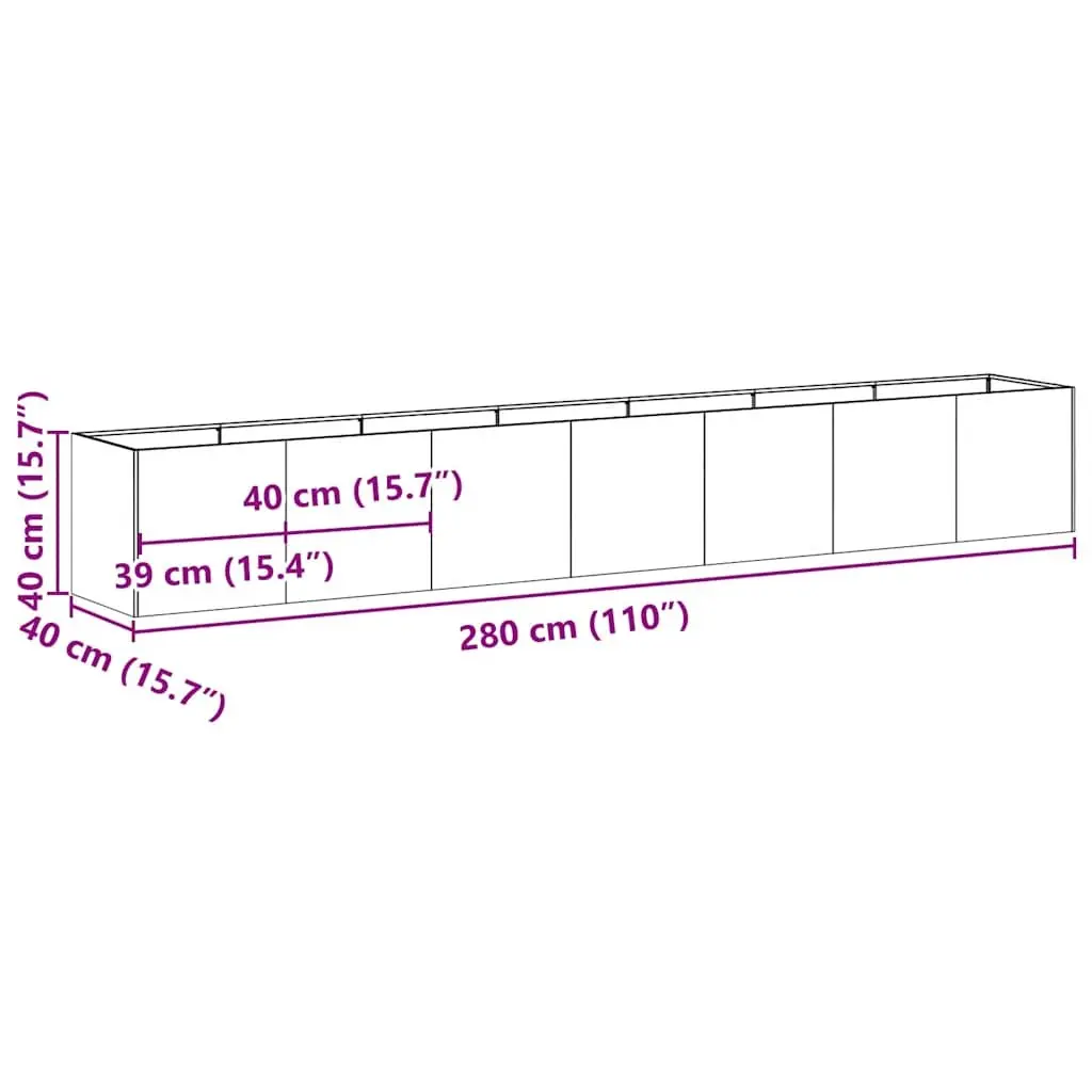 Raised Garden Bed Planter Cold-rolled Steel White 280x40x40 cm Outdoor