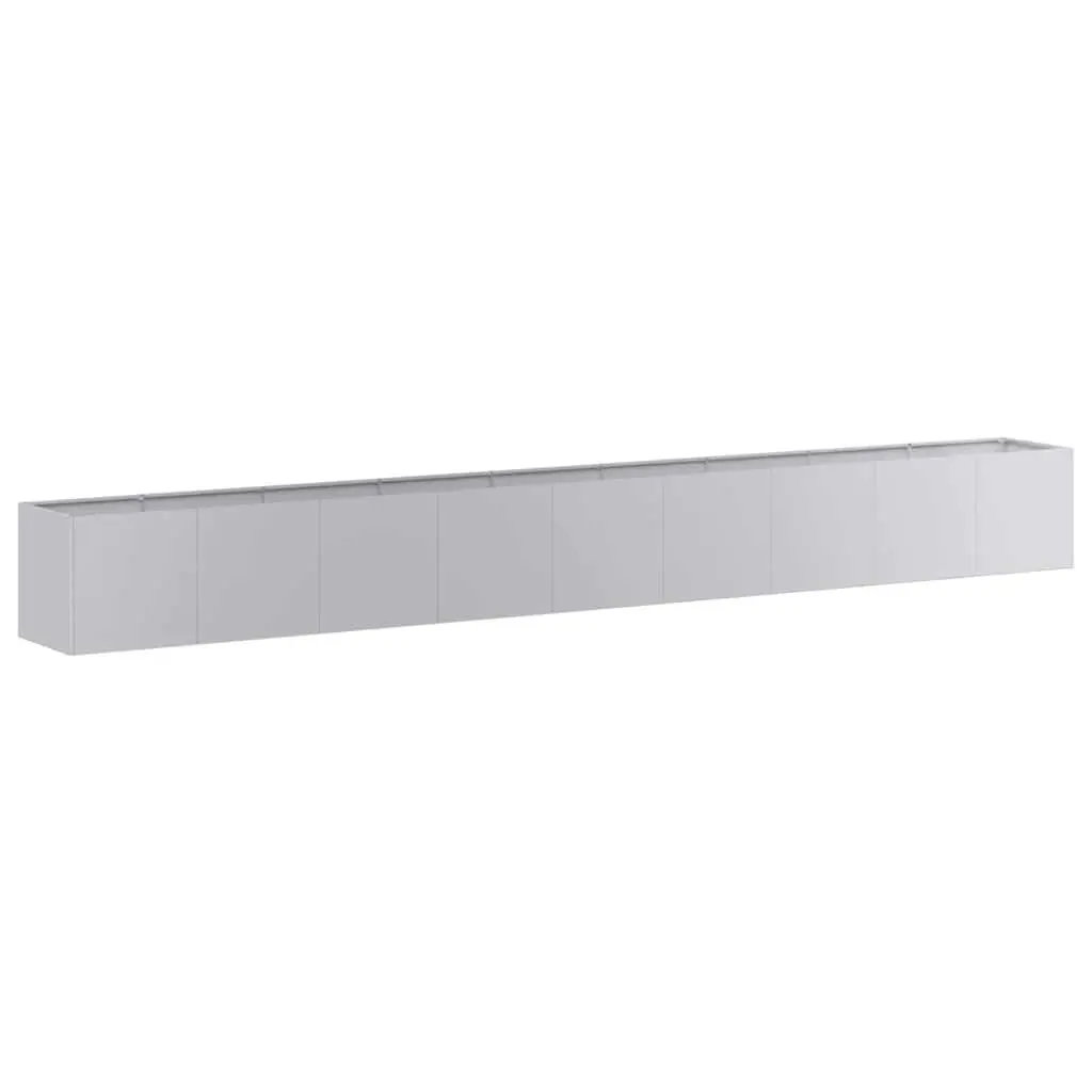 Raised Garden Bed Planter Silver Galvanised Steel 360cm Outdoor Patio Flower Box