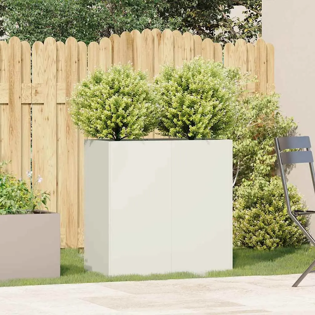 Planter Cold-rolled Steel 80x40x80 cm White Raised Bed Garden Patio Flowers