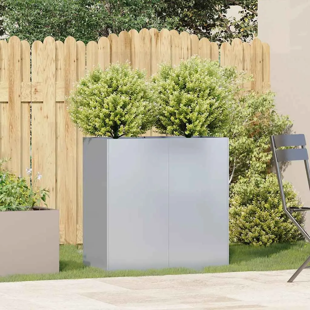 Raised Planter Box Galvanised Steel 80x40x80cm Outdoor Flower Bed Silver