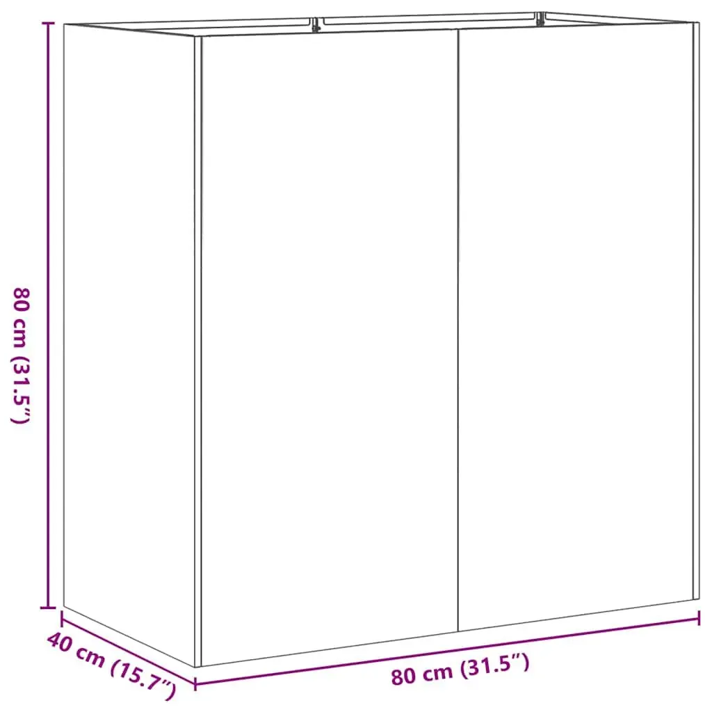 Raised Planter Box Galvanised Steel 80x40x80cm Outdoor Flower Bed Silver