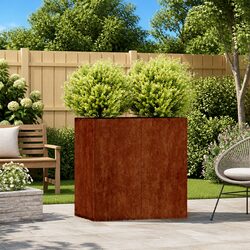 Functional Weathering Steel Planter for Any Garden Space 80x40x80cm