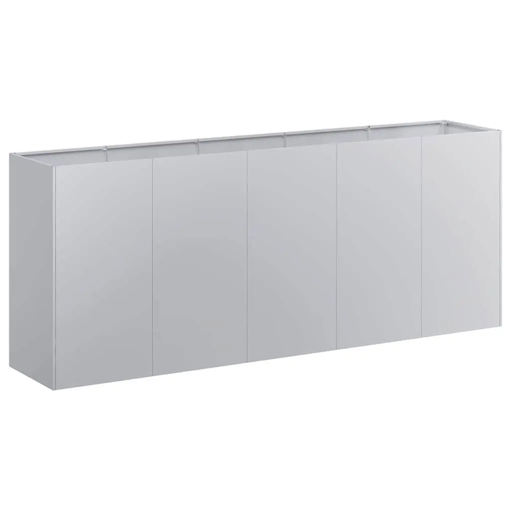 Galvanised Steel Raised Planter Box Outdoor 200x40x80 cm Silver Durable Garden Bed