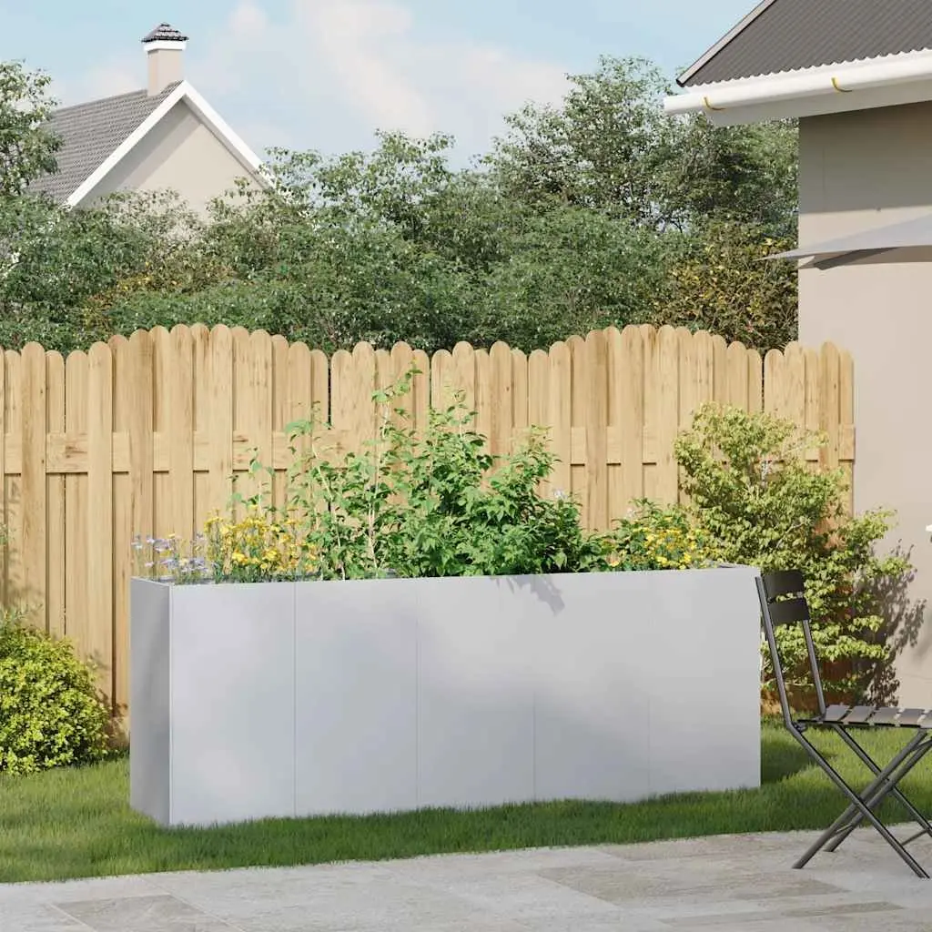 Galvanised Steel Raised Planter Box Outdoor 200x40x80 cm Silver Durable Garden Bed