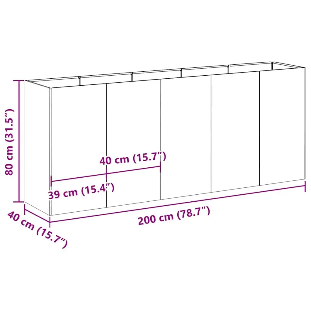 Galvanised Steel Raised Planter Box Outdoor 200x40x80 cm Silver Durable Garden Bed