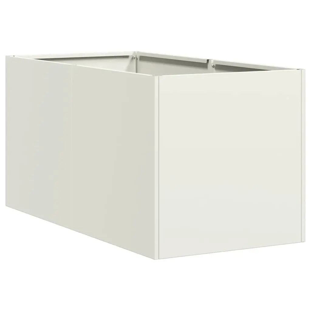 White Cold-rolled Steel Planter 40x80x40cm Raised Bed for Outdoor Garden Flower Box
