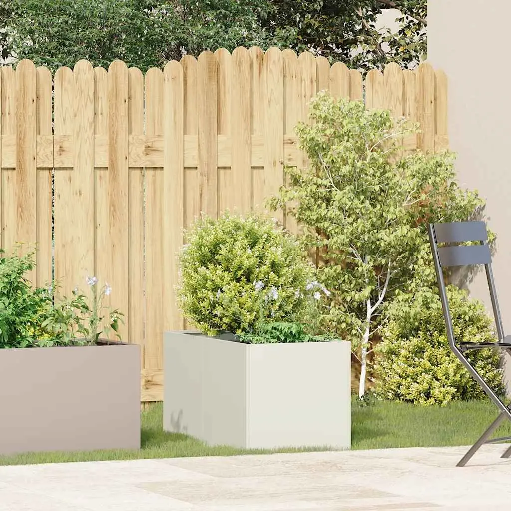 White Cold-rolled Steel Planter 40x80x40cm Raised Bed for Outdoor Garden Flower Box