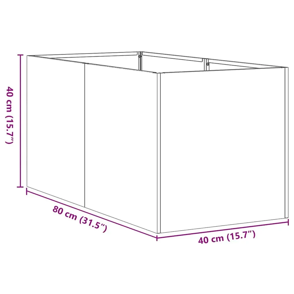 White Cold-rolled Steel Planter 40x80x40cm Raised Bed for Outdoor Garden Flower Box