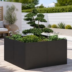 Practical Black Raised Planter 80x80x40 cm for Your Home