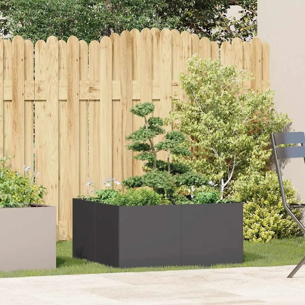 Raised Bed Planter Cold-rolled Steel Black 80x80x40 cm Outdoor Garden Patio