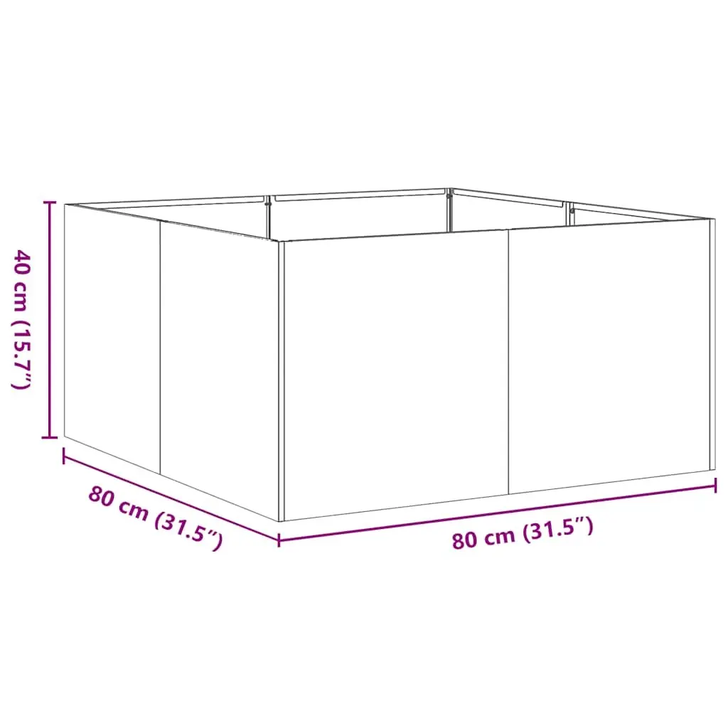 Raised Bed Planter Cold-rolled Steel Black 80x80x40 cm Outdoor Garden Patio