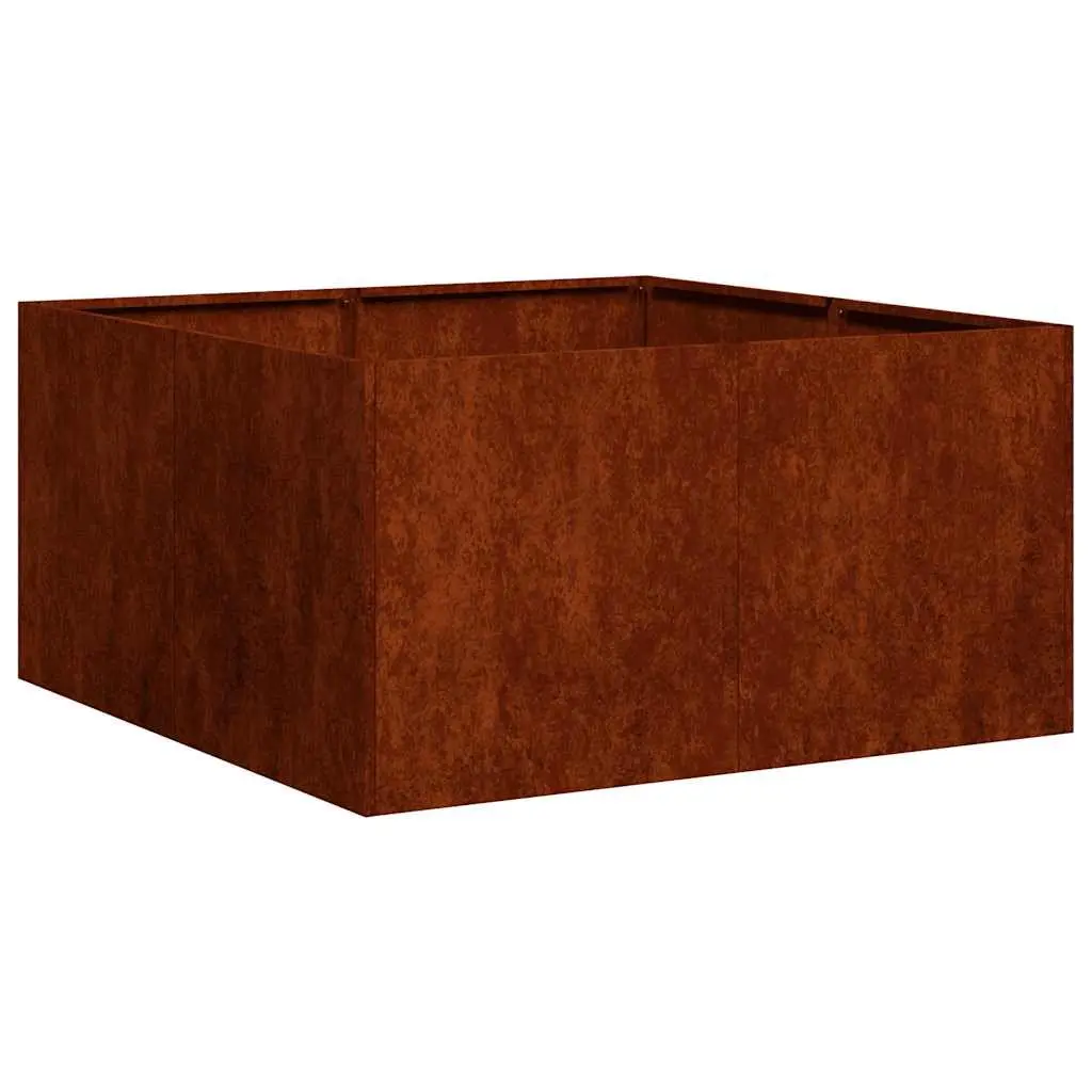 Weathering Steel Planter Raised Garden Bed Outdoor 80x80x40cm Brown Box