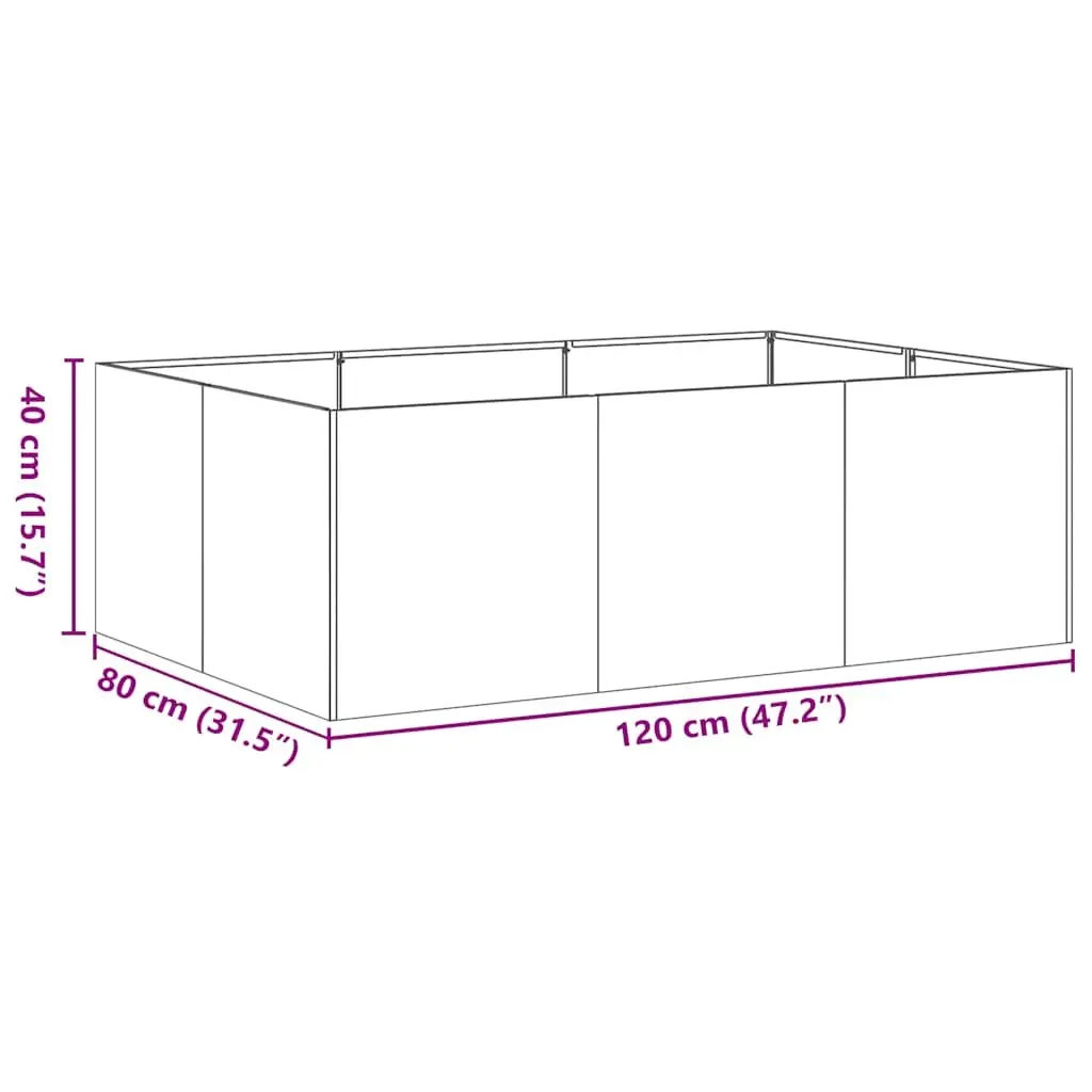 Steel Planter Box Black 120x80x40 cm Raised Garden Bed Outdoor Patio Flower