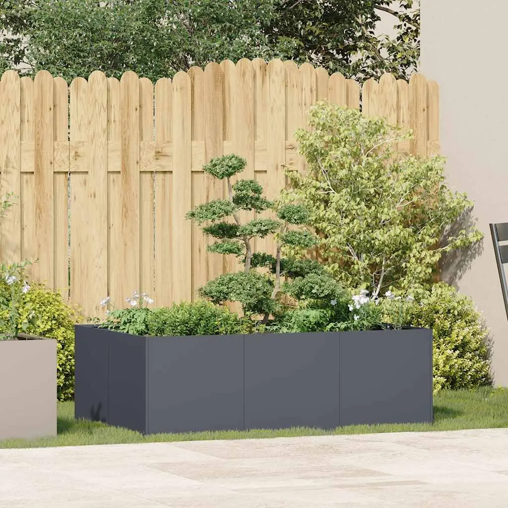 Raised Garden Planter Box Anthracite 120x80x40 cm Steel Outdoor Flower Bed