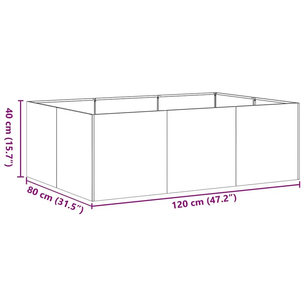 Raised Garden Planter Box Anthracite 120x80x40 cm Steel Outdoor Flower Bed