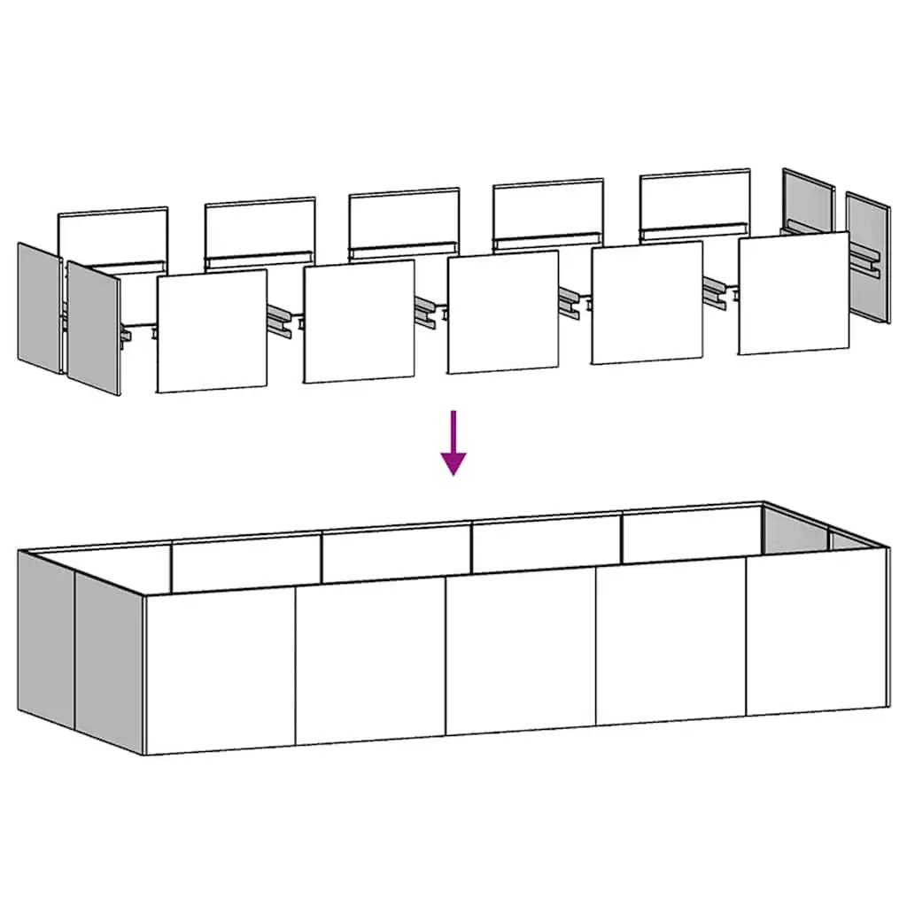 Raised Planter Box Galvanised Steel Open Bottom 200x80x40cm Silver Outdoor Gardening Bed
