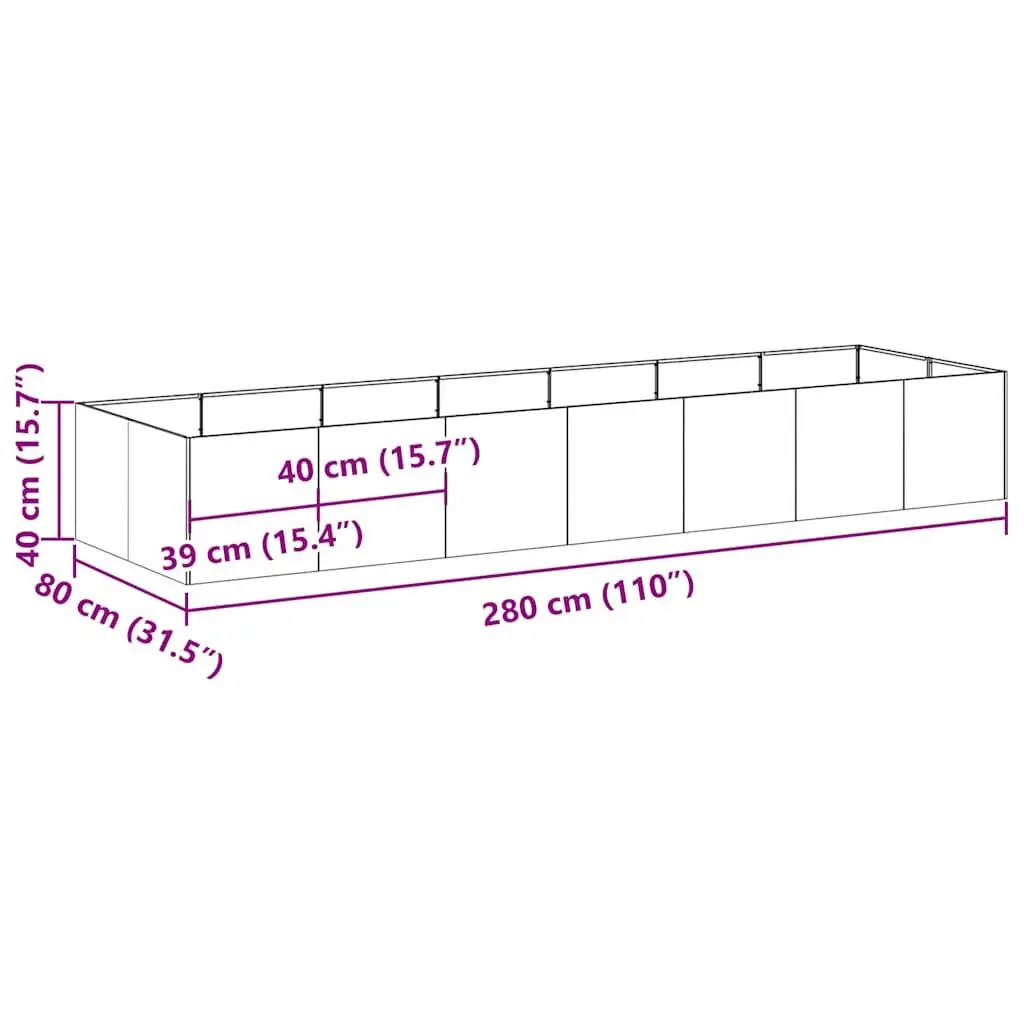 Steel Raised Planter Box 280x80x40cm Garden Outdoor Flowers Vegetables Herbs Bed