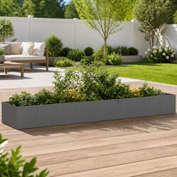 Ideal Raised Planter Box for Gardens and Patios in Anthracite Steel 360x80x40cm