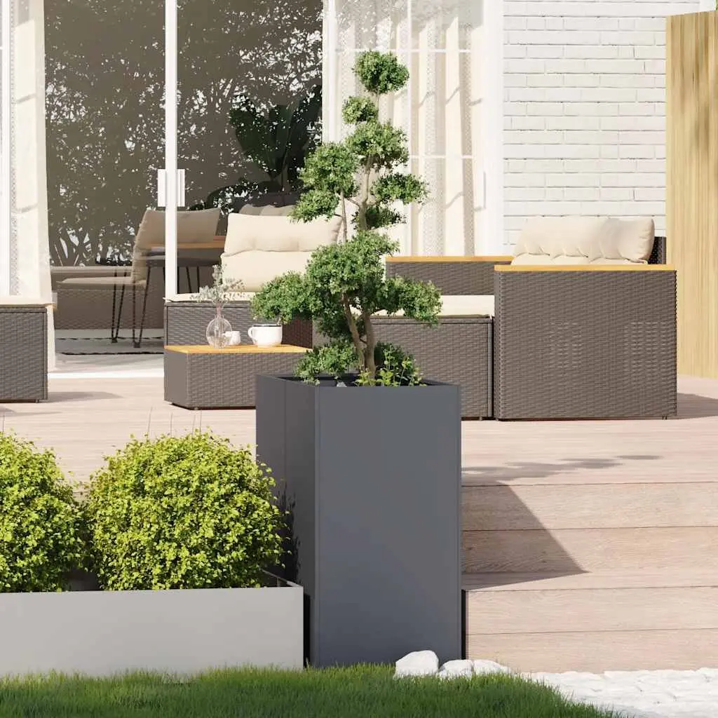 Raised Garden Planter Box Anthracite 40x80x80cm Steel Outdoor Flower Bed