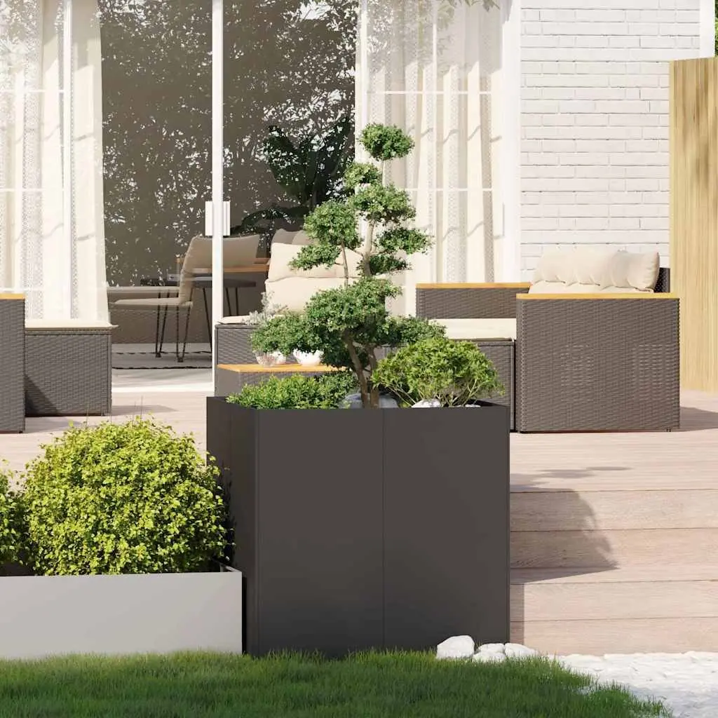 Raised Garden Bed Steel Planter Box 80cm Black Cold Rolled Outdoor for Flowers and Vegetables