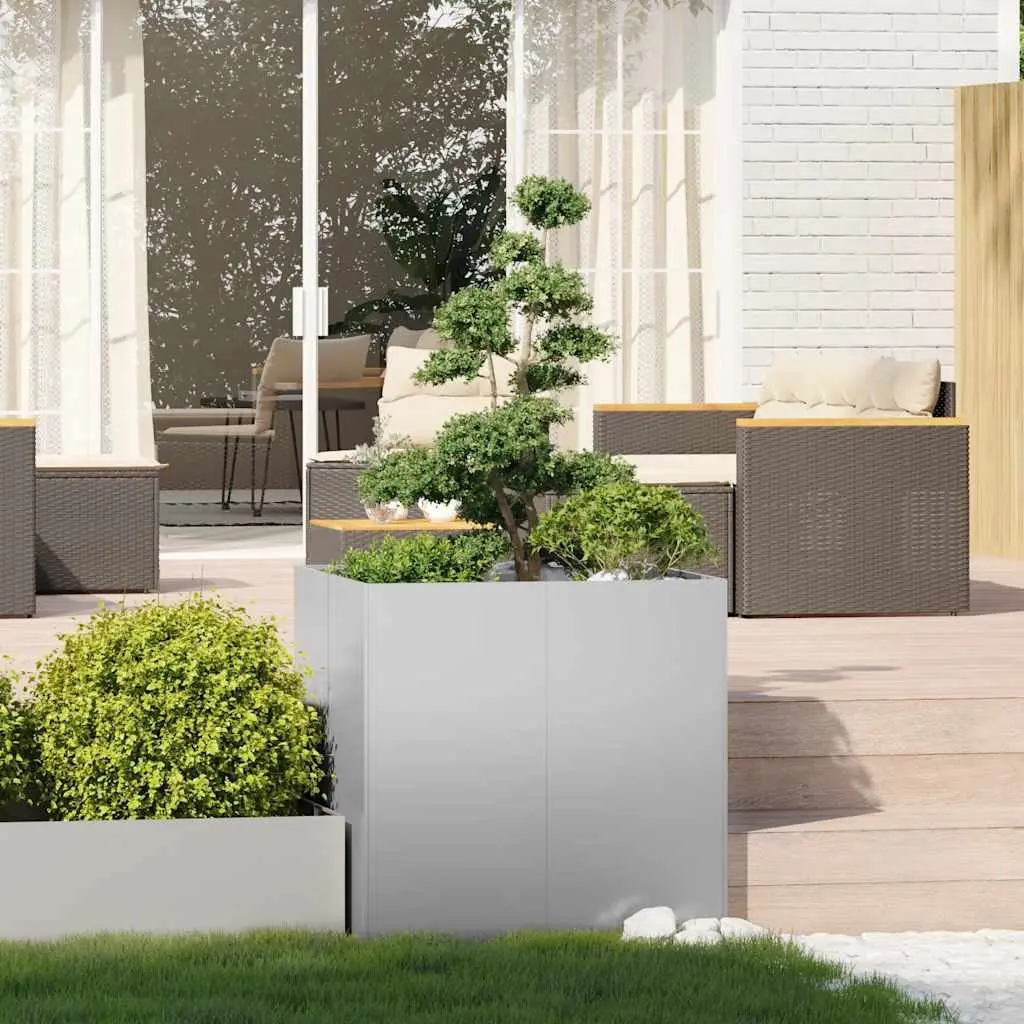 Outdoor Raised Garden Bed Planter Box Galvanised Steel Silver 80x80x80cm